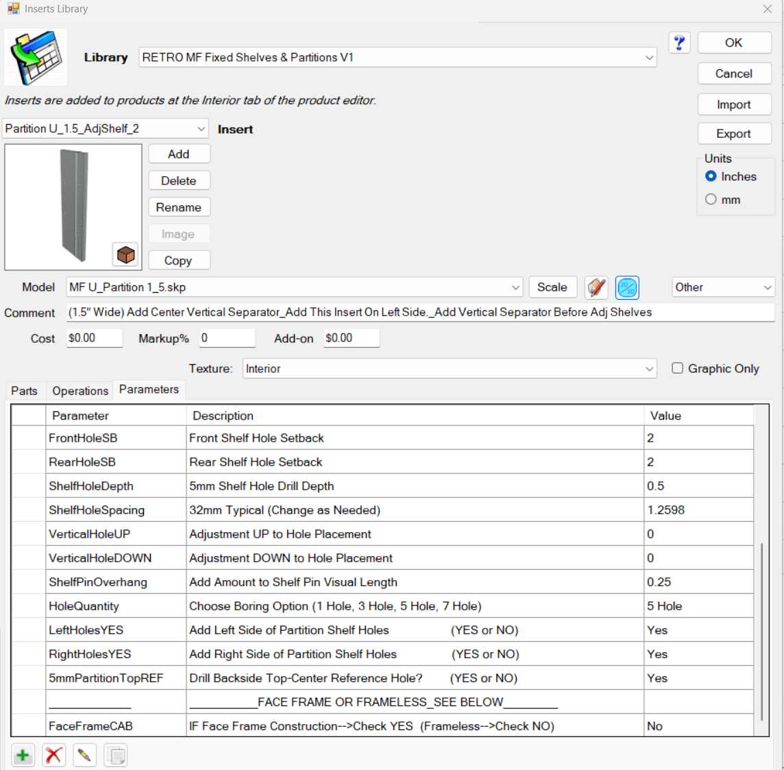 Miter Fold Fixed Shelves & Partitions Library V1