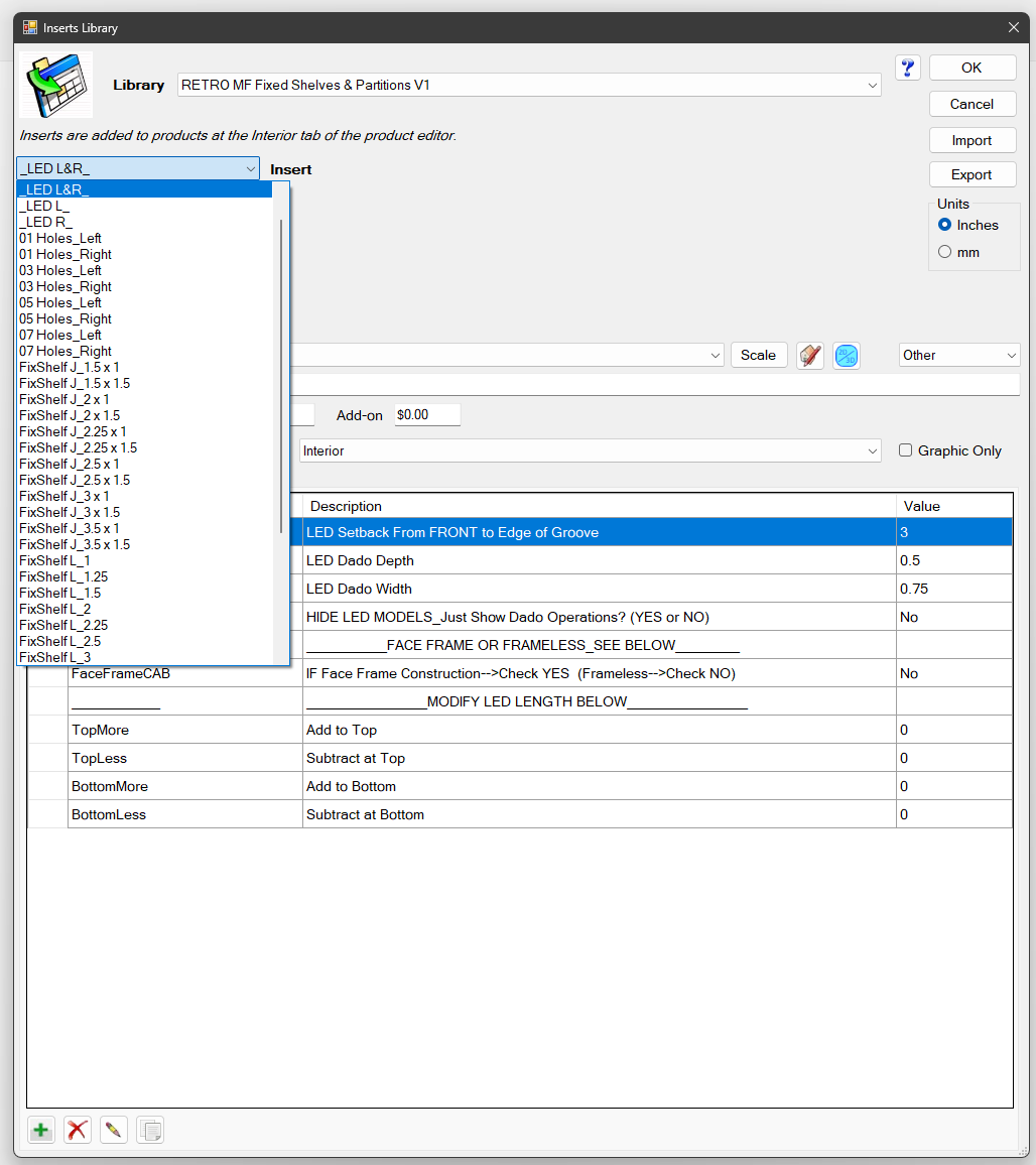 Miter Fold Fixed Shelves & Partitions Library V1